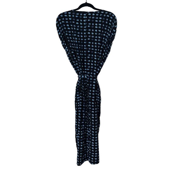 Amour Vert 100% Silk Black & Blue Abstract Print Midi Dress - Size XL - Picture 3 of 5